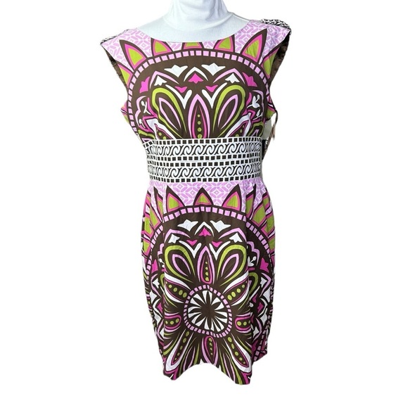 NEW Nicole by Nicole Miller Abstract Print Dress Sheath Size 14 - Picture 1 of 12